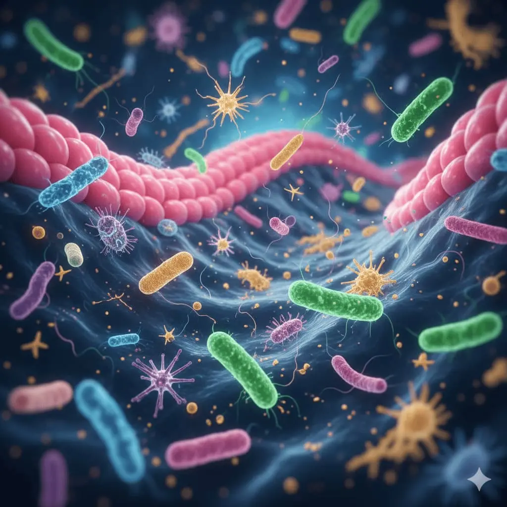 Ilustración de un microbioma sano y diverso