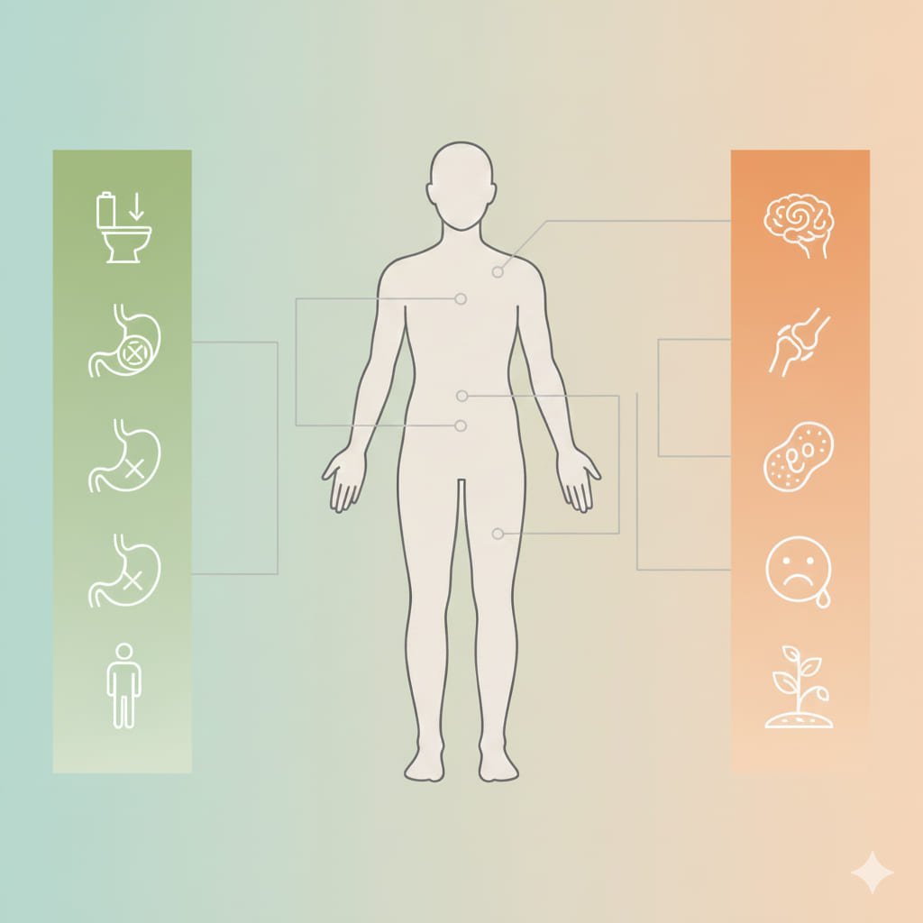 Infografía de síntomas digestivos y extraintestinales
