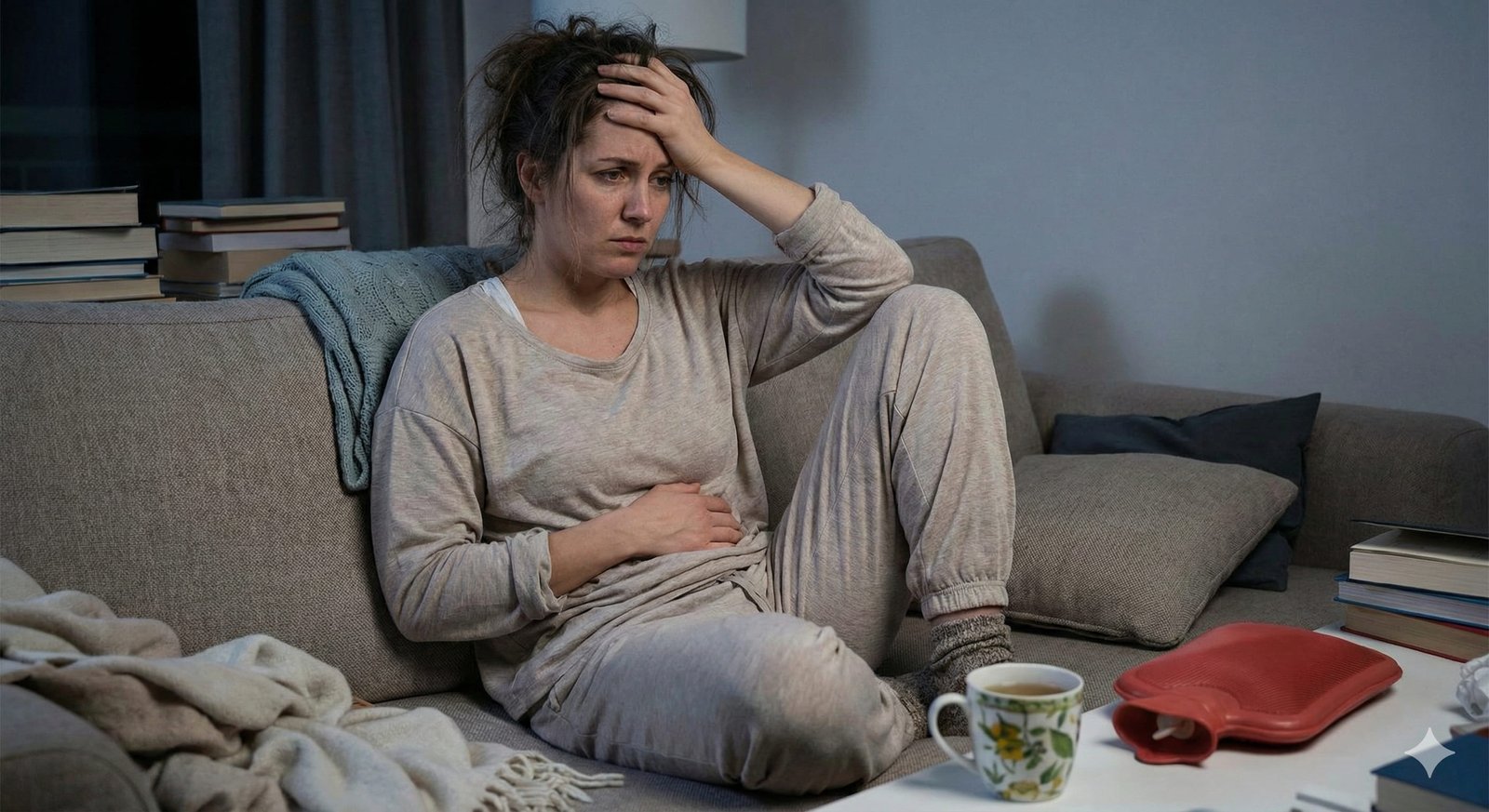 Mujer con molestias digestivas y fatiga mental