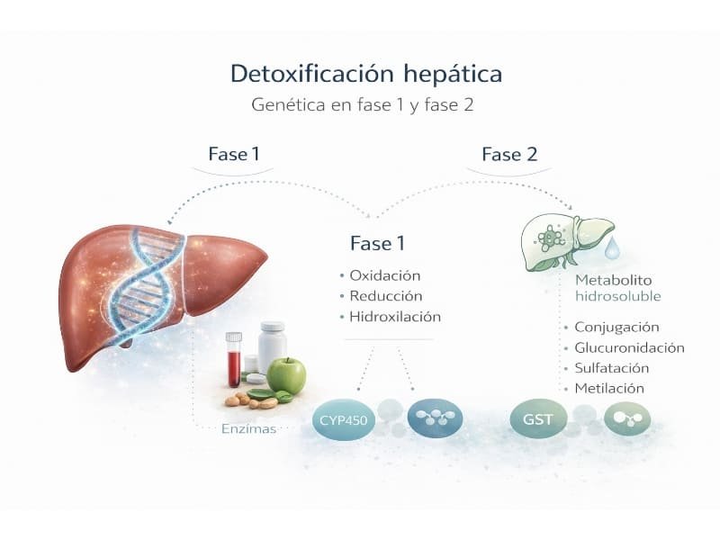 Detoxificación hepática fase 1 y fase 2 genética