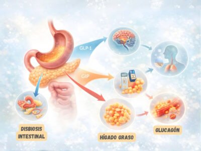 Regulación hormonal: insulina y glucagón en el metabolismo Esquema médico de la regulación hormonal entre insulina y glucagón en el metabolismo de la glucosa